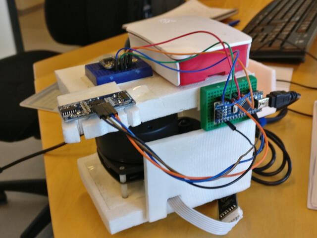 Raspberry Pi + IMU + Arduino Nano + LiDAR + ultrasonic distance measurer