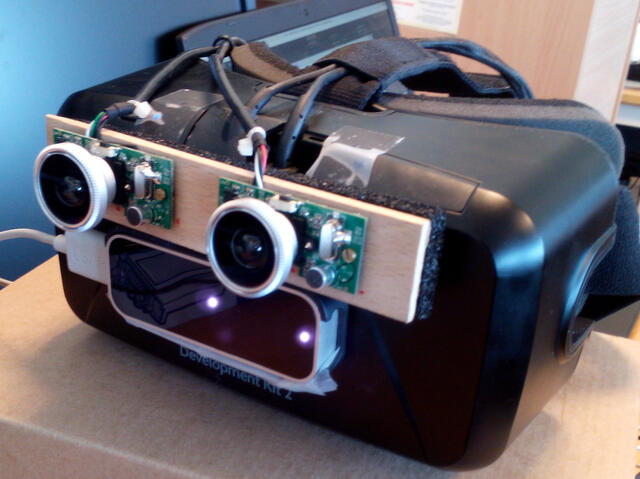 Oculus Rift with stereo passthrough cameras